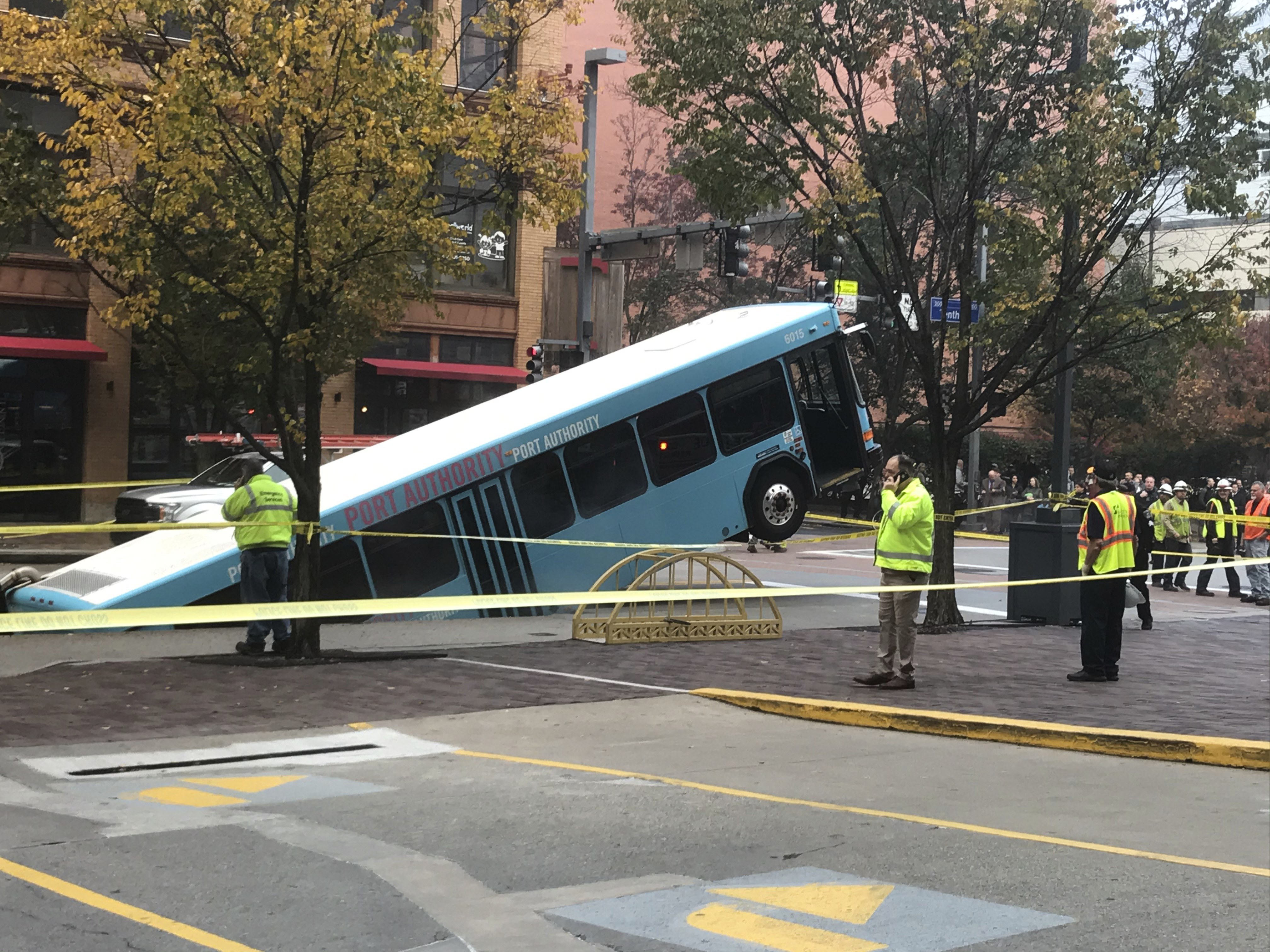 Bus in Pittsburgh sinkhole